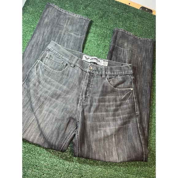 VTG Y2K Avirex Jeans Mens 34x32 Baggy Wide Leg - Picture 4 of 9